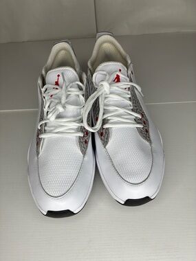 Nike White and Gray Men's Sneakers with Red Accents